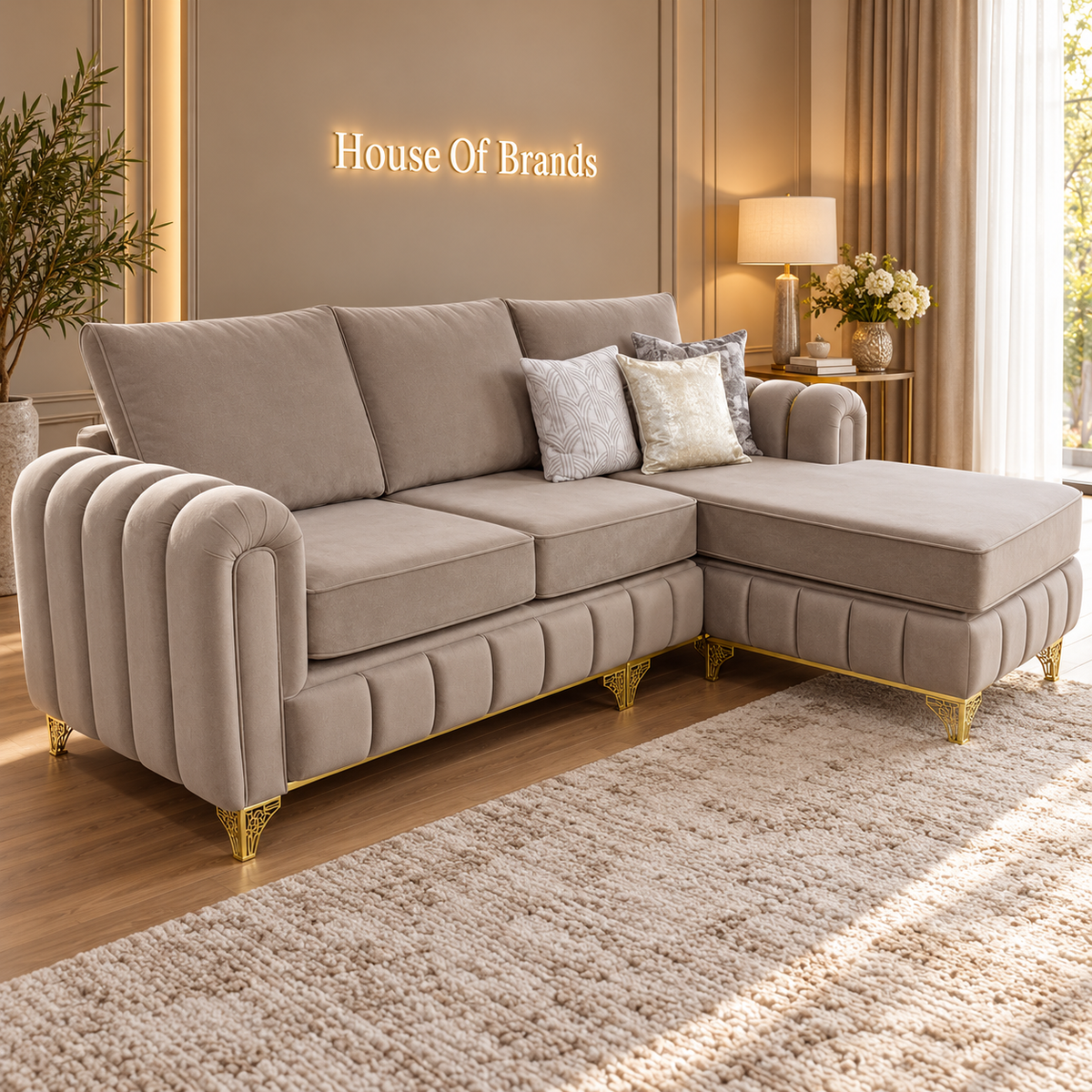 Brooklyn Gold L- Shape Corner Sofa