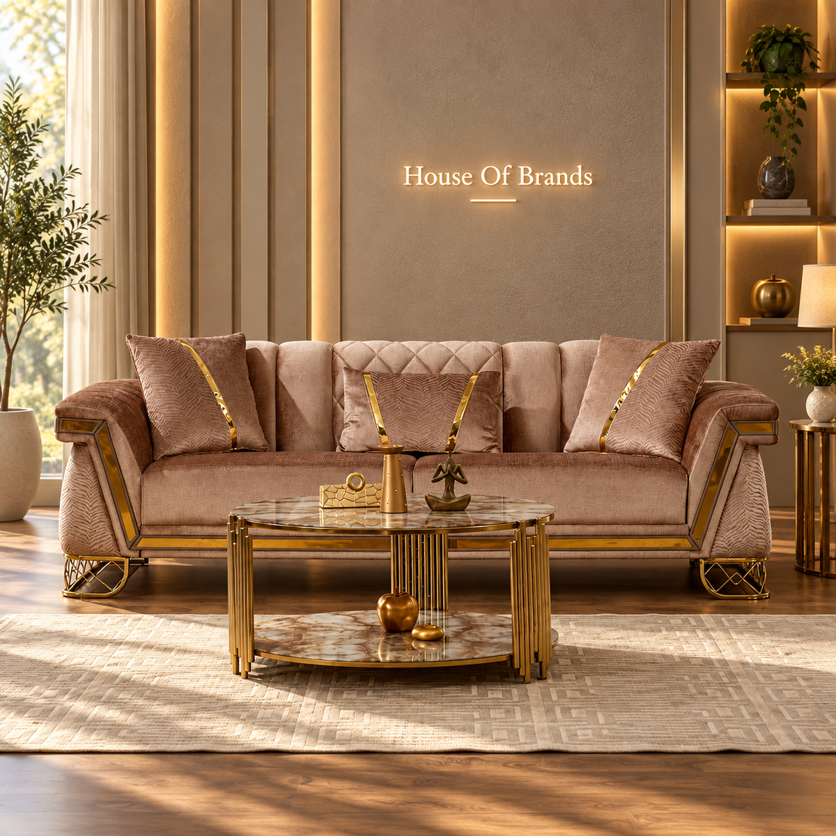 Veyron Luxury Velvet Sofa Set