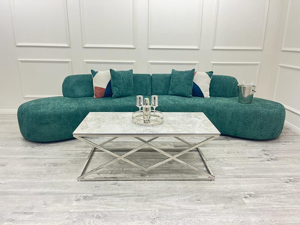 Emerald Green Miami Curved Cinema Boucle Sofa