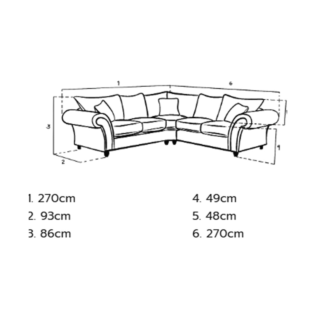 Windsor Fullback Large Corner Sofa in Grey