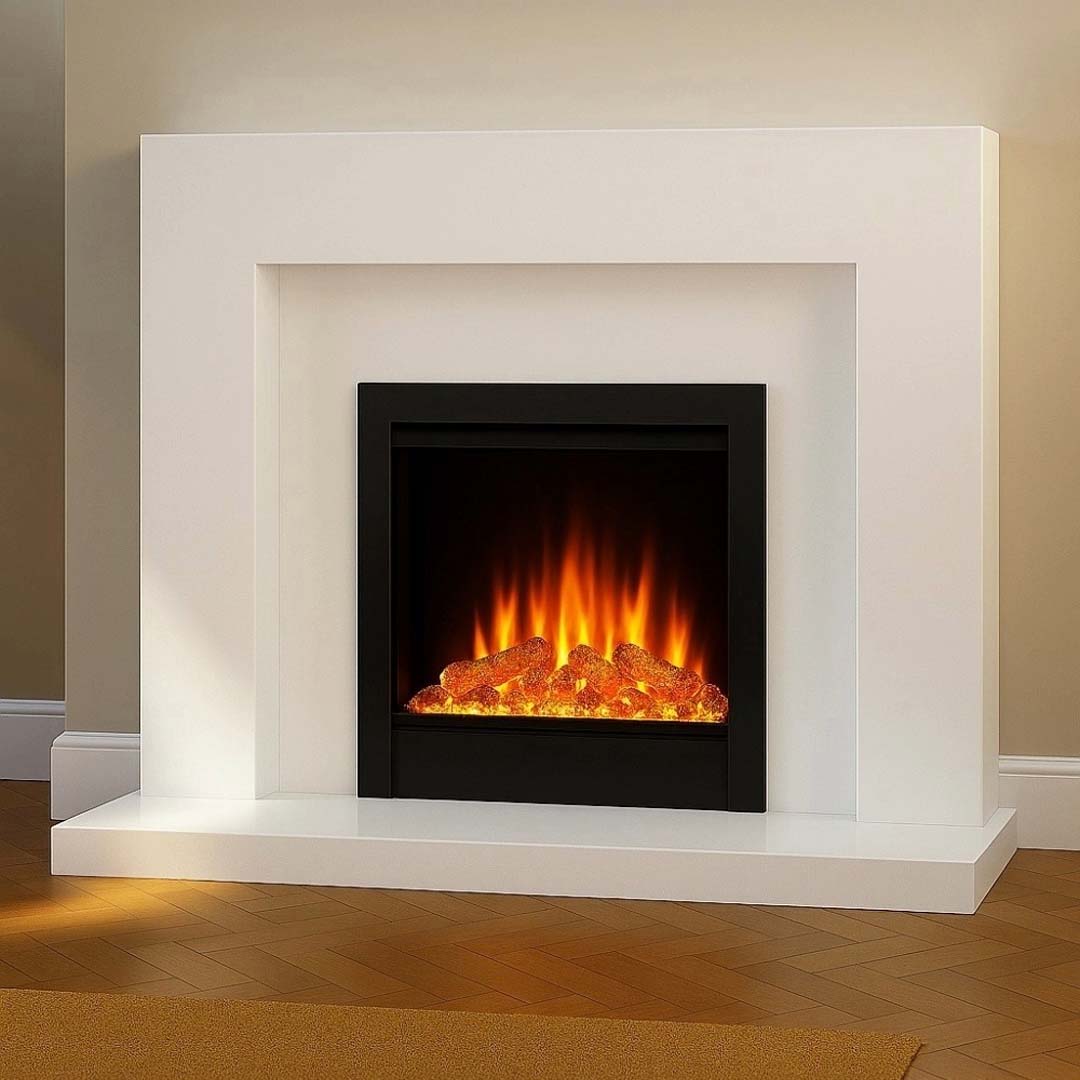 Woodford Block Polar Micro Marble Fireplace