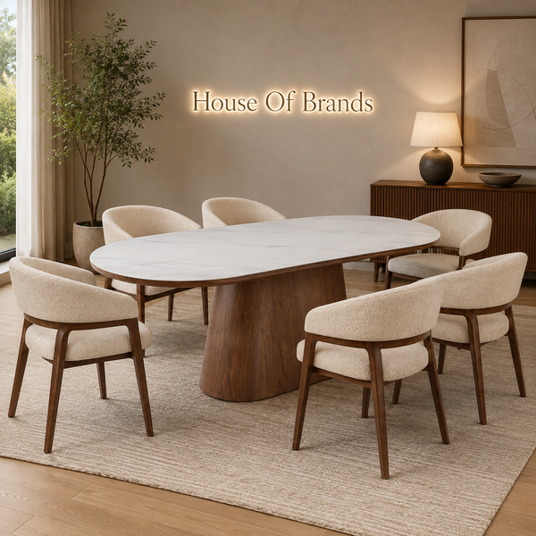 Blanca 200cm Dining Set with Zaria Taupe Chairs