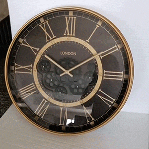 53.5cm Gold Gears Wall Clock
