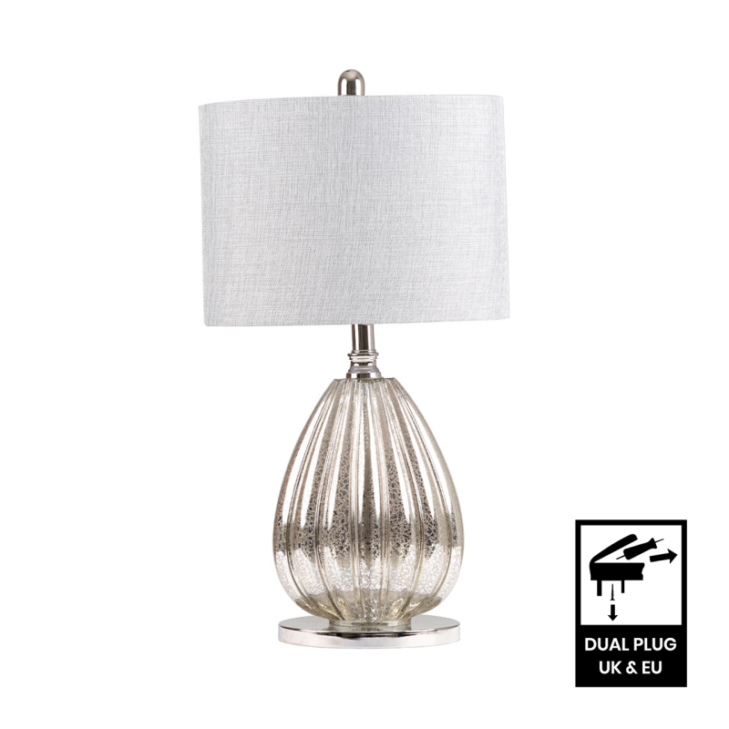 61cm Silver Mercury Glass Table Lamp