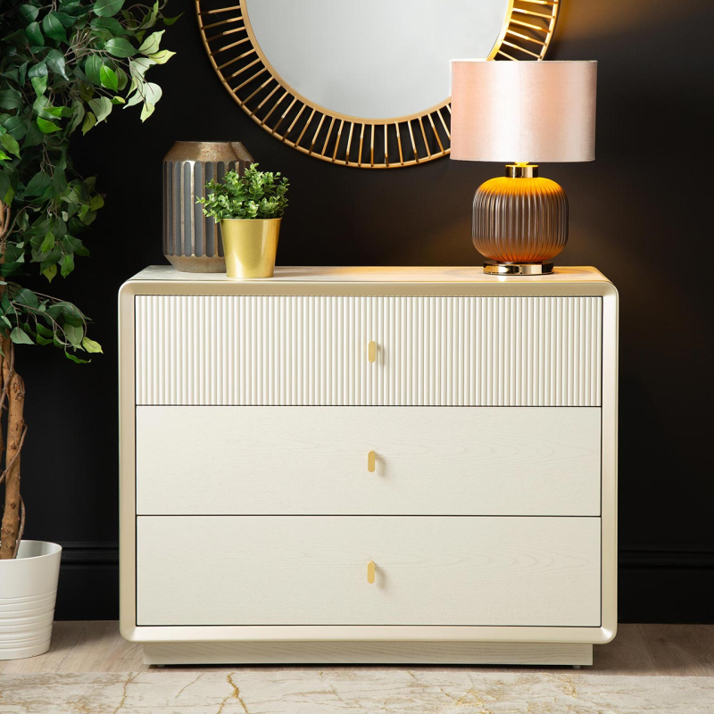 Amelie Cream Elm 3 Drawer Chest