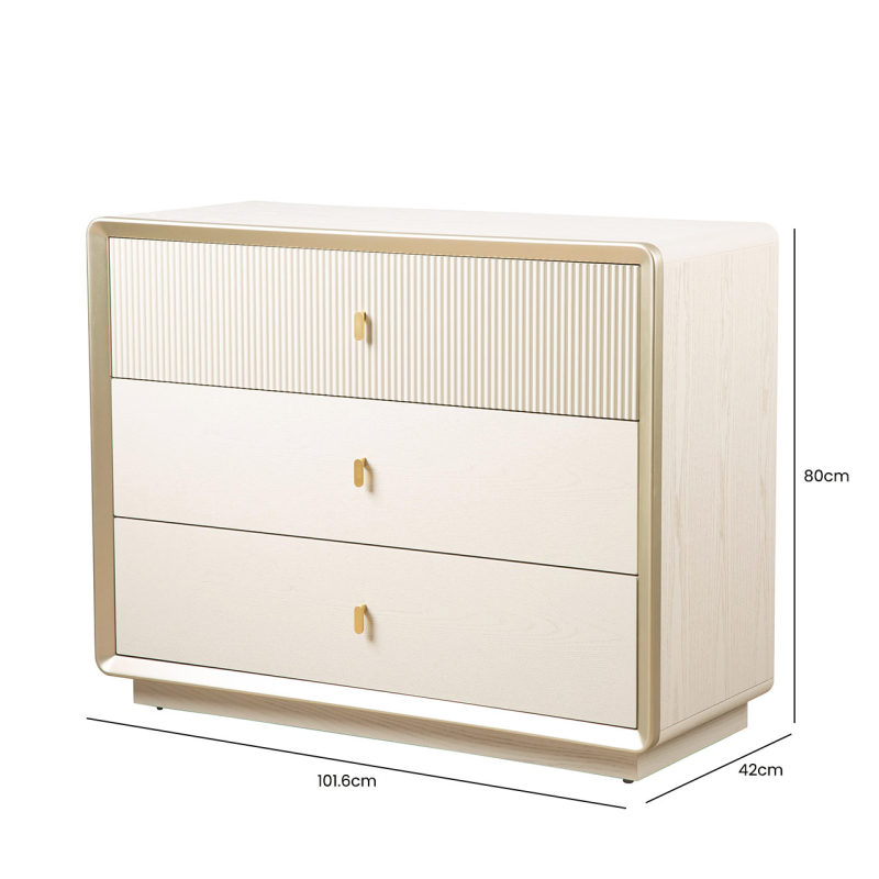 Amelie Cream Elm 3 Drawer Chest