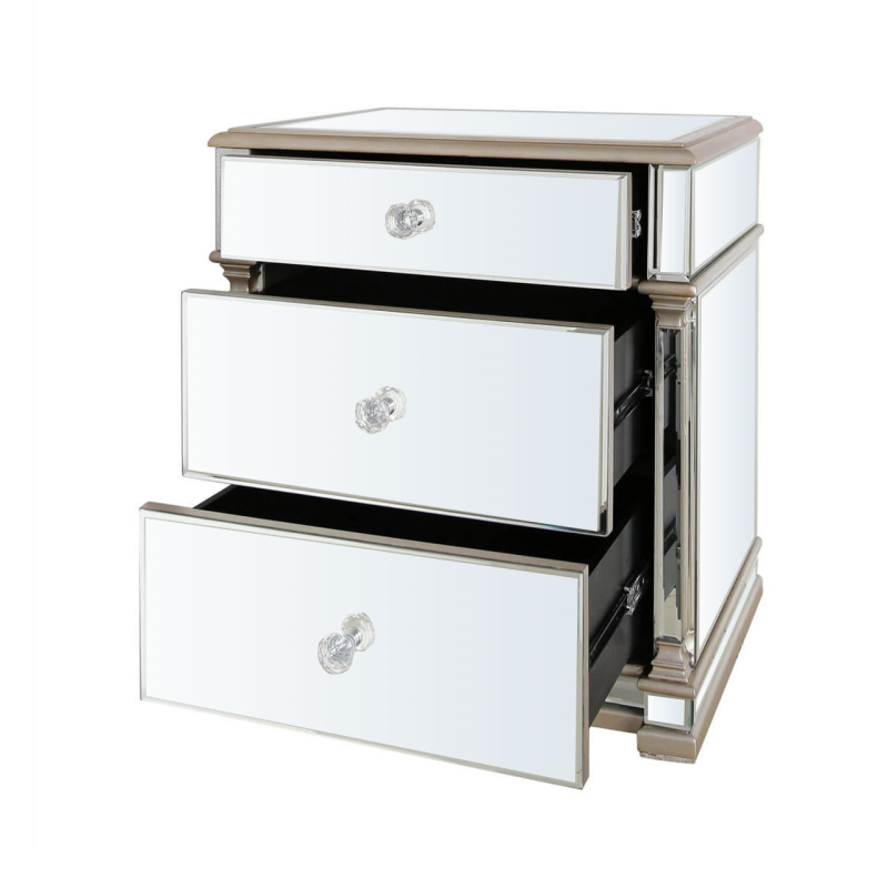 Apollo Champagne Mirrored 3 Drawer Cabinet