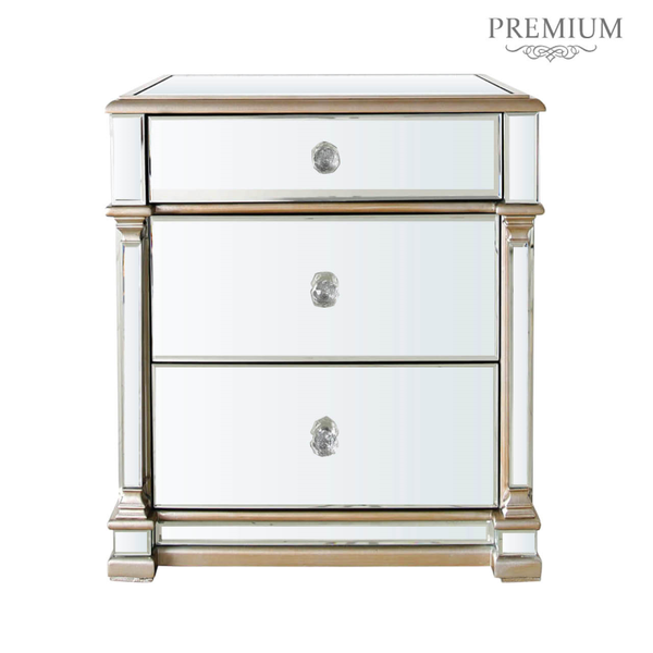 Apollo Champagne Mirrored 3 Drawer Cabinet