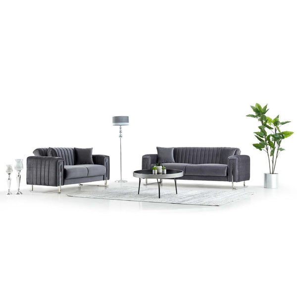 Aura Grey & Silver Sofa Bed Set