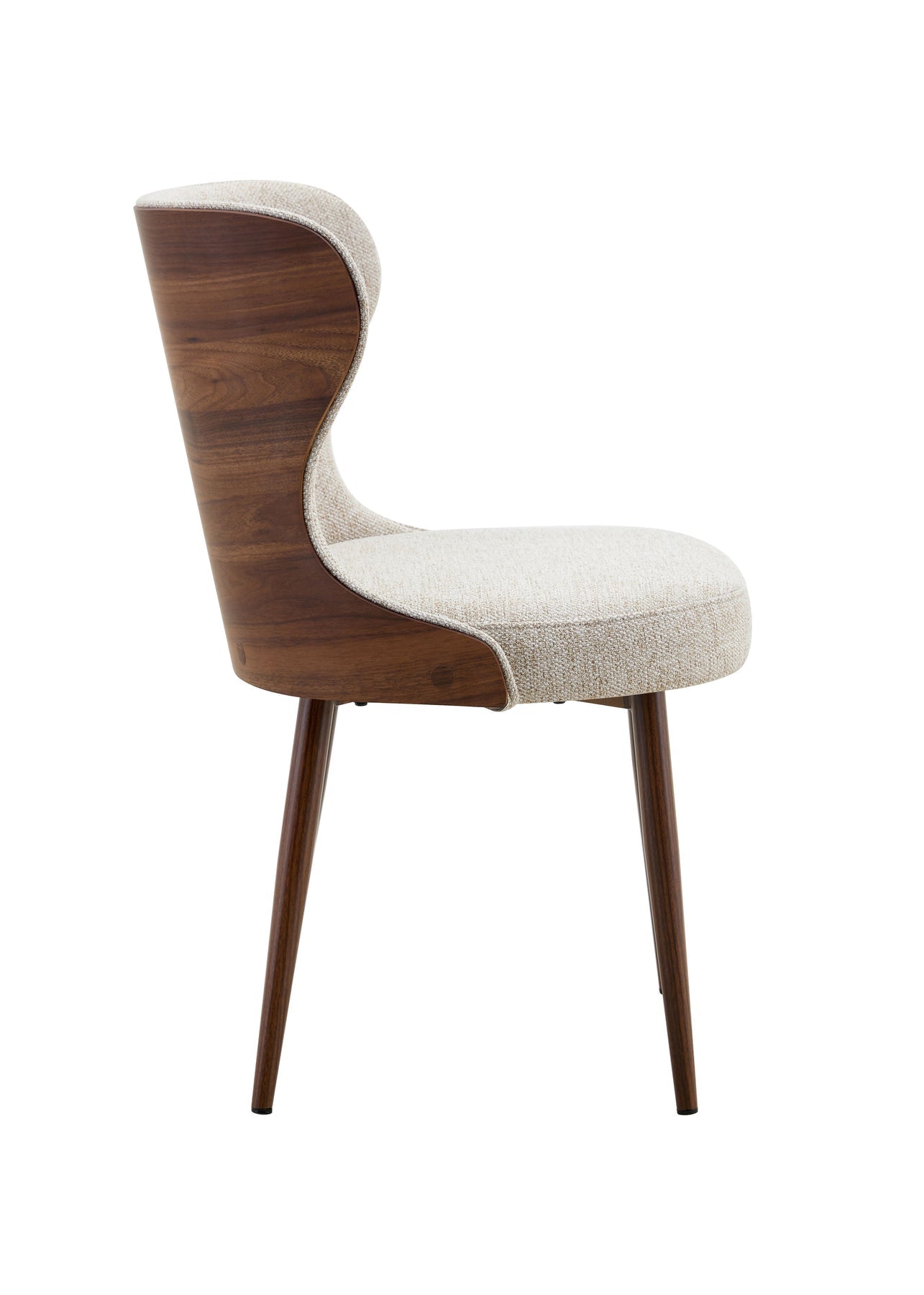 Bella Walnut Wood And Light Taupe Fabric Dining Chair