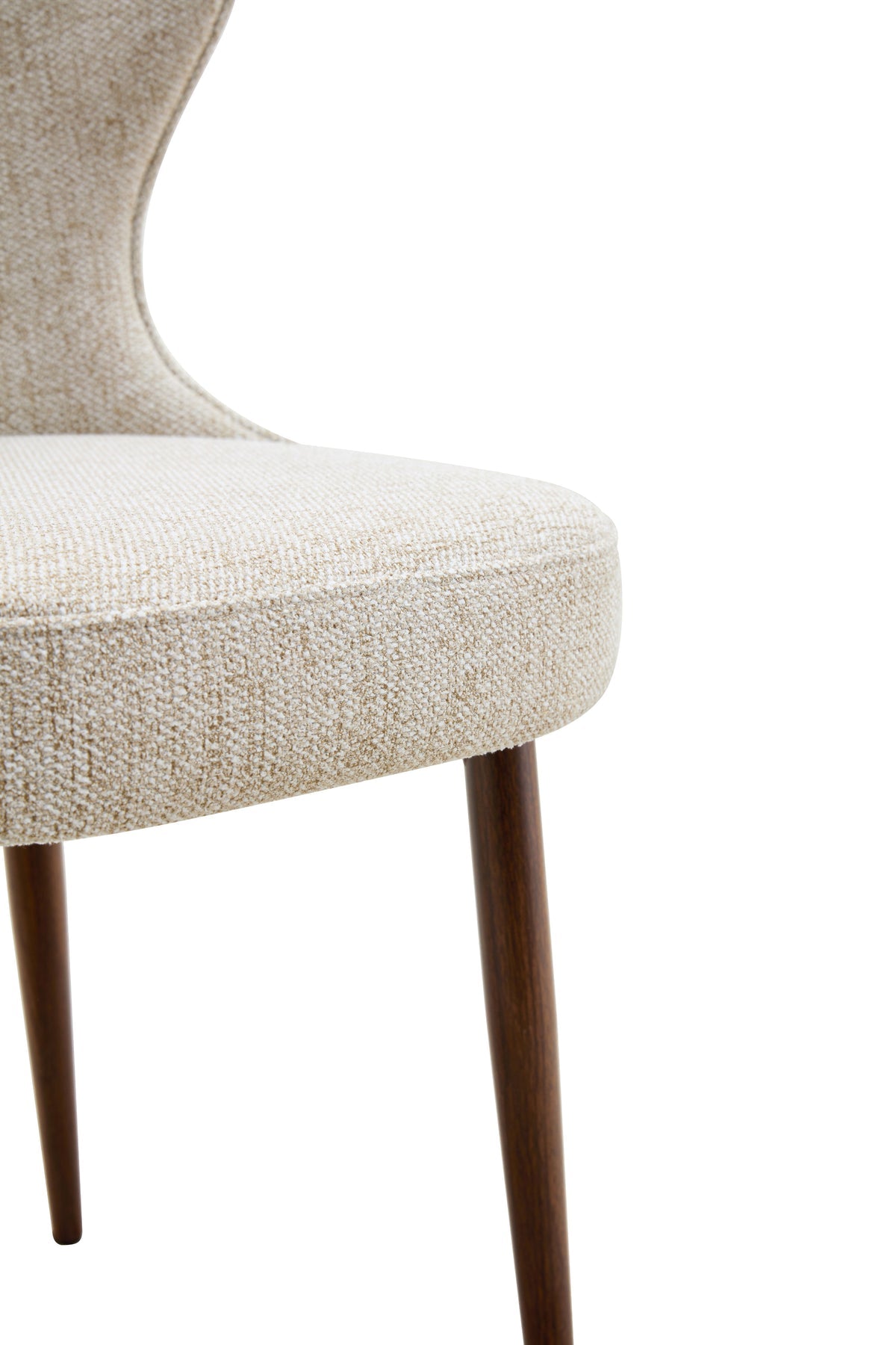 Bella Walnut Wood And Light Taupe Fabric Dining Chair