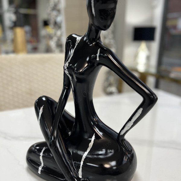 Bespoke Black and Silver Ceramic Sitting Lady