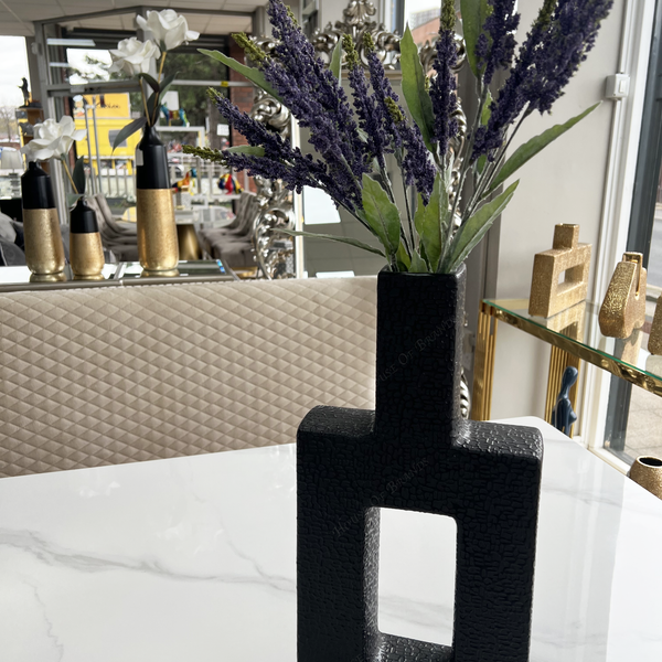 47cm Black Textured Ceramic Vase