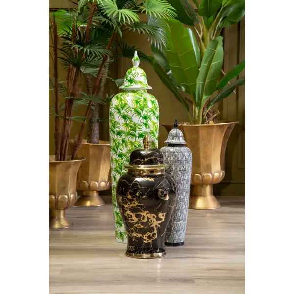 MARMO SMALL BLACK AND GOLD CERAMIC JAR