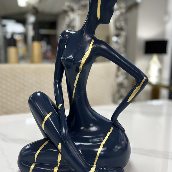 Bespoke Blue and Gold Ceramic Sitting Lady