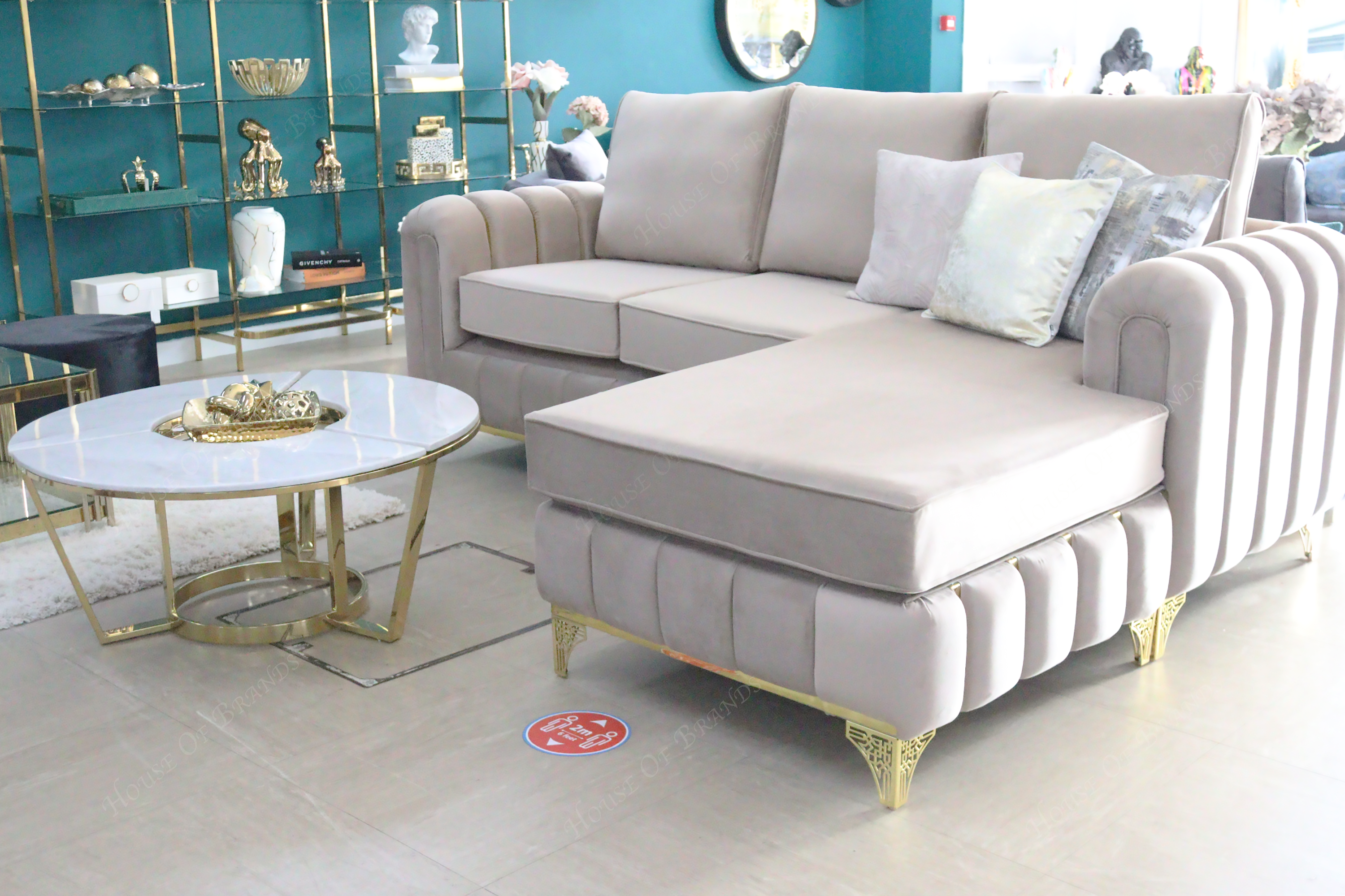 Brooklyn Gold L- Shape Corner Sofa