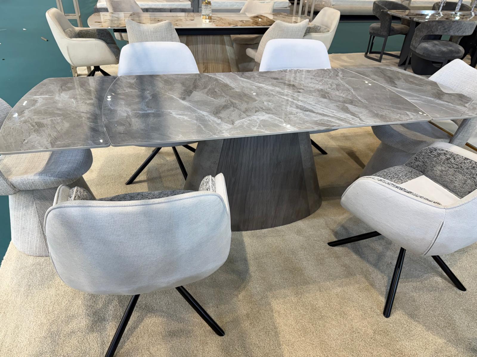 Monaco 160-240cm Grey Ceramic Marble Extending Dining Table