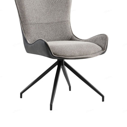 Cayman Grey Contrasting Fabric Swivel Dining Chairs With Black Metal Legs