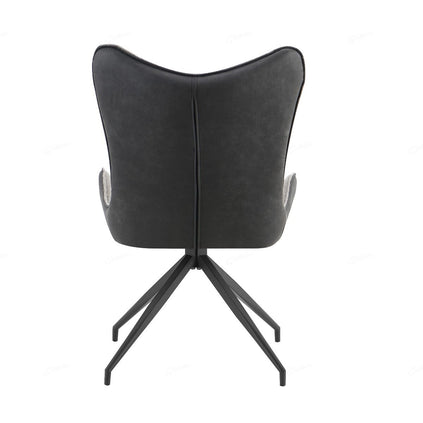 Cayman Grey Contrasting Fabric Swivel Dining Chairs With Black Metal Legs