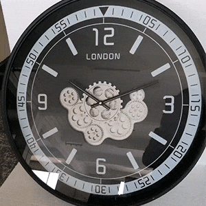 60cm Black Gears Wall Clock