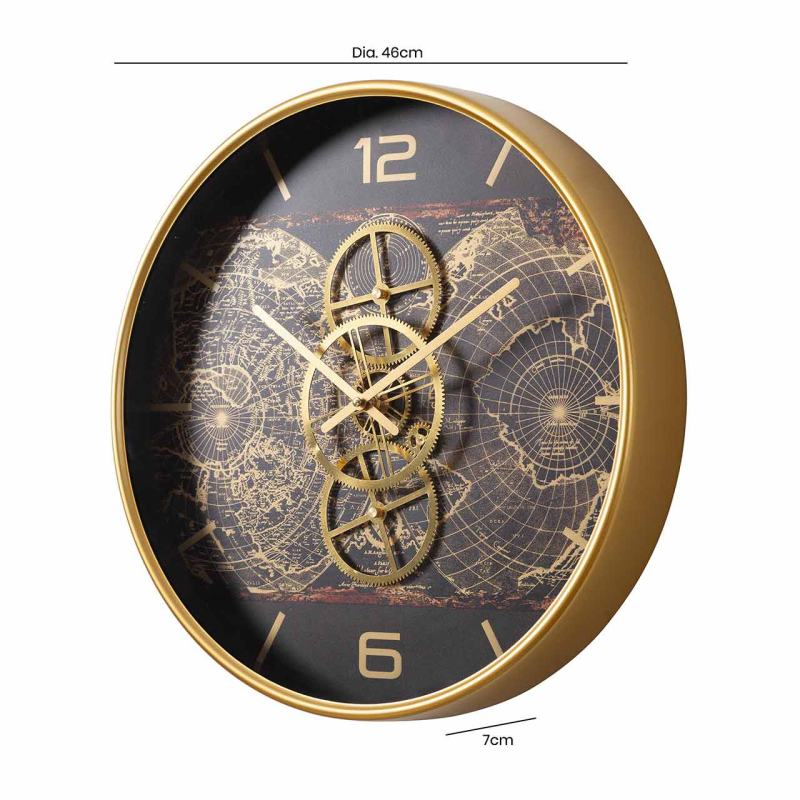 46cm Gold Gears Wall Clock