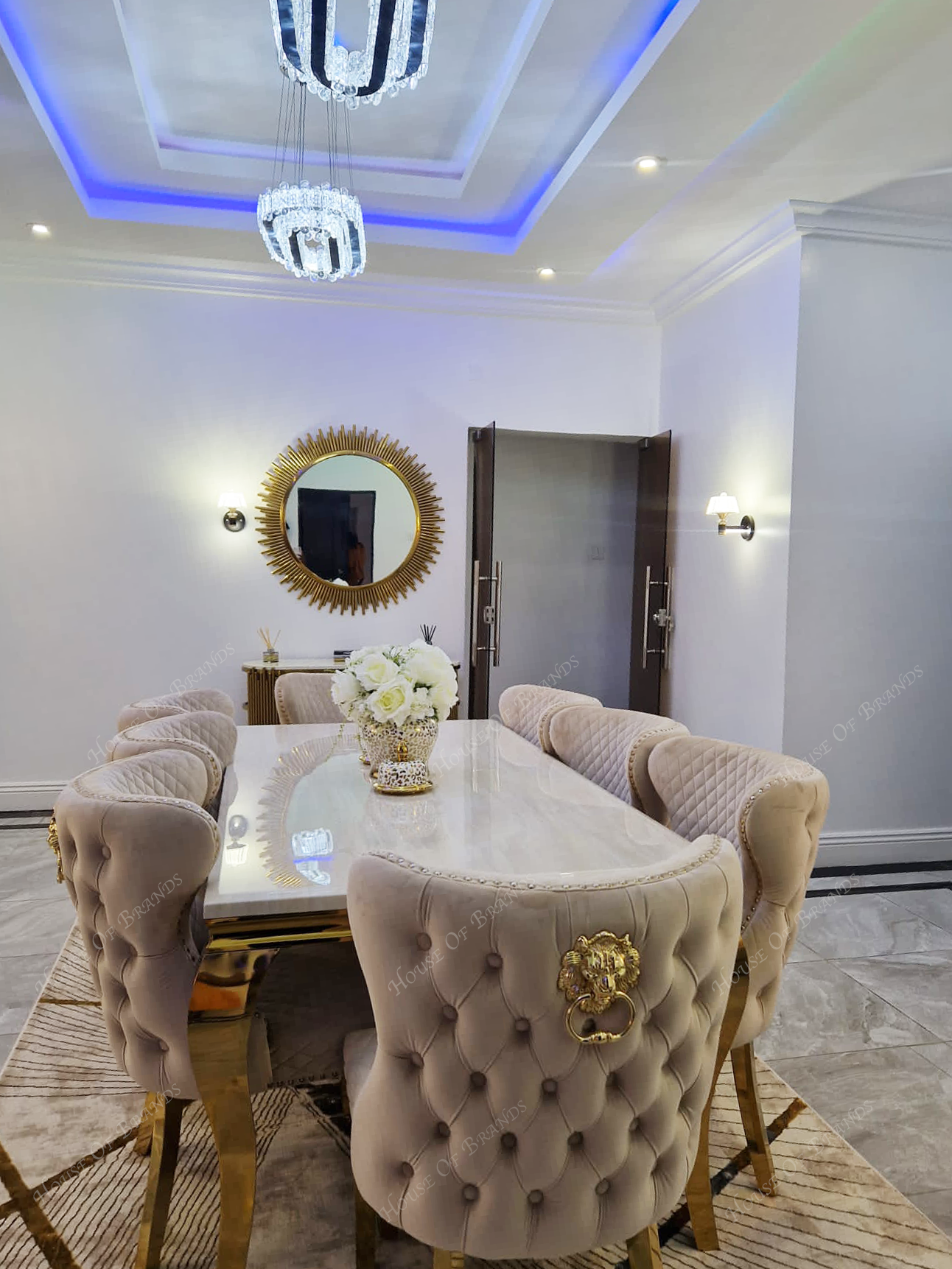 Gold dining clearance room table