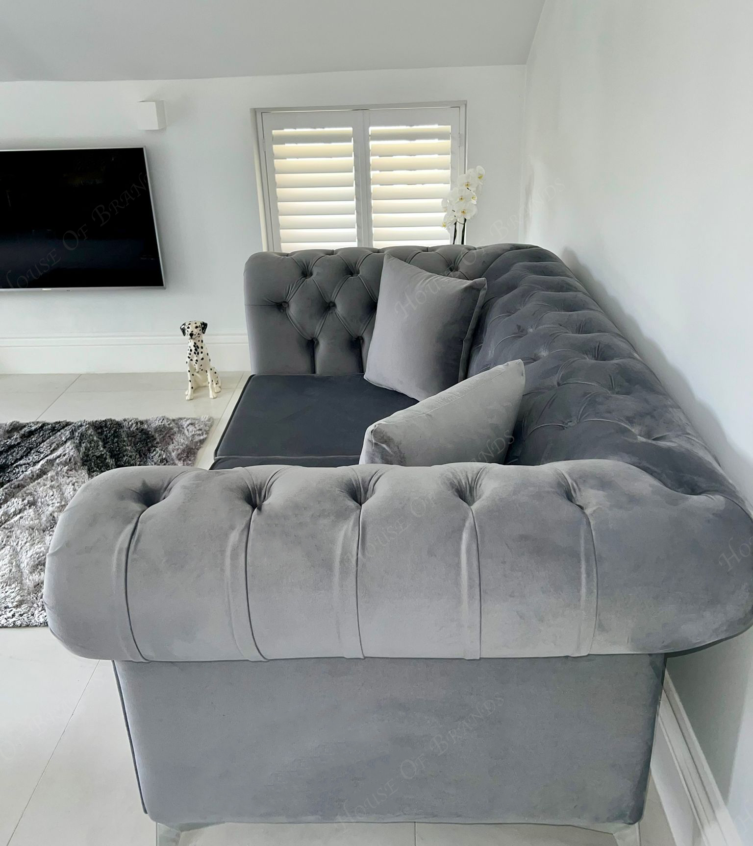 Velvet chesterfield corner sofa discount