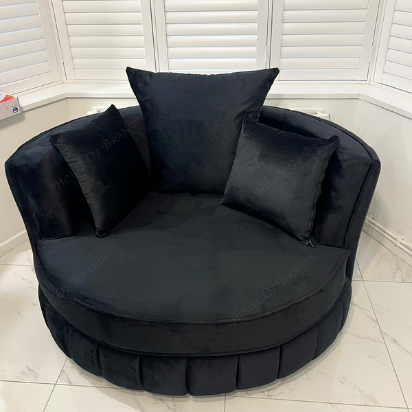 Paneled Velvet Swivel Chair
