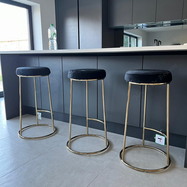 Maryland Black and Gold Velvet Tall Barstool