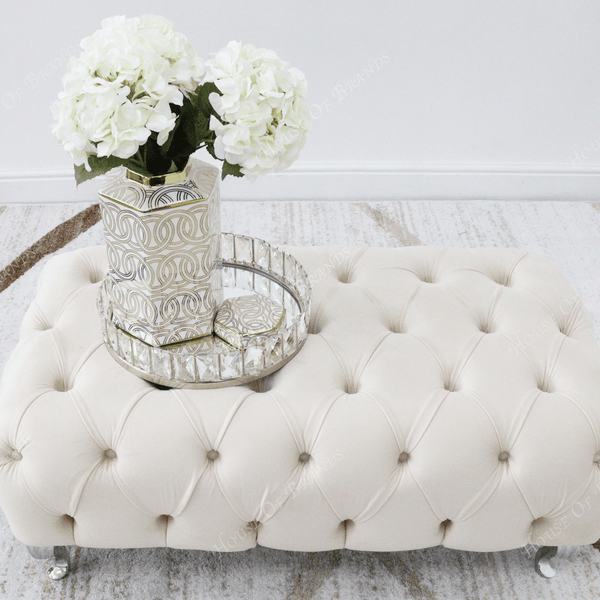Upholstered Velvet Rectangular Footstool