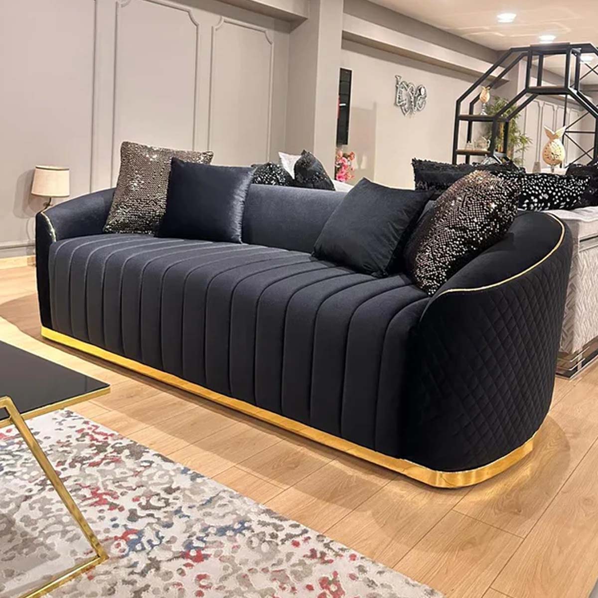 Dubai Black Gold Premium Luxury Velvet Sofa