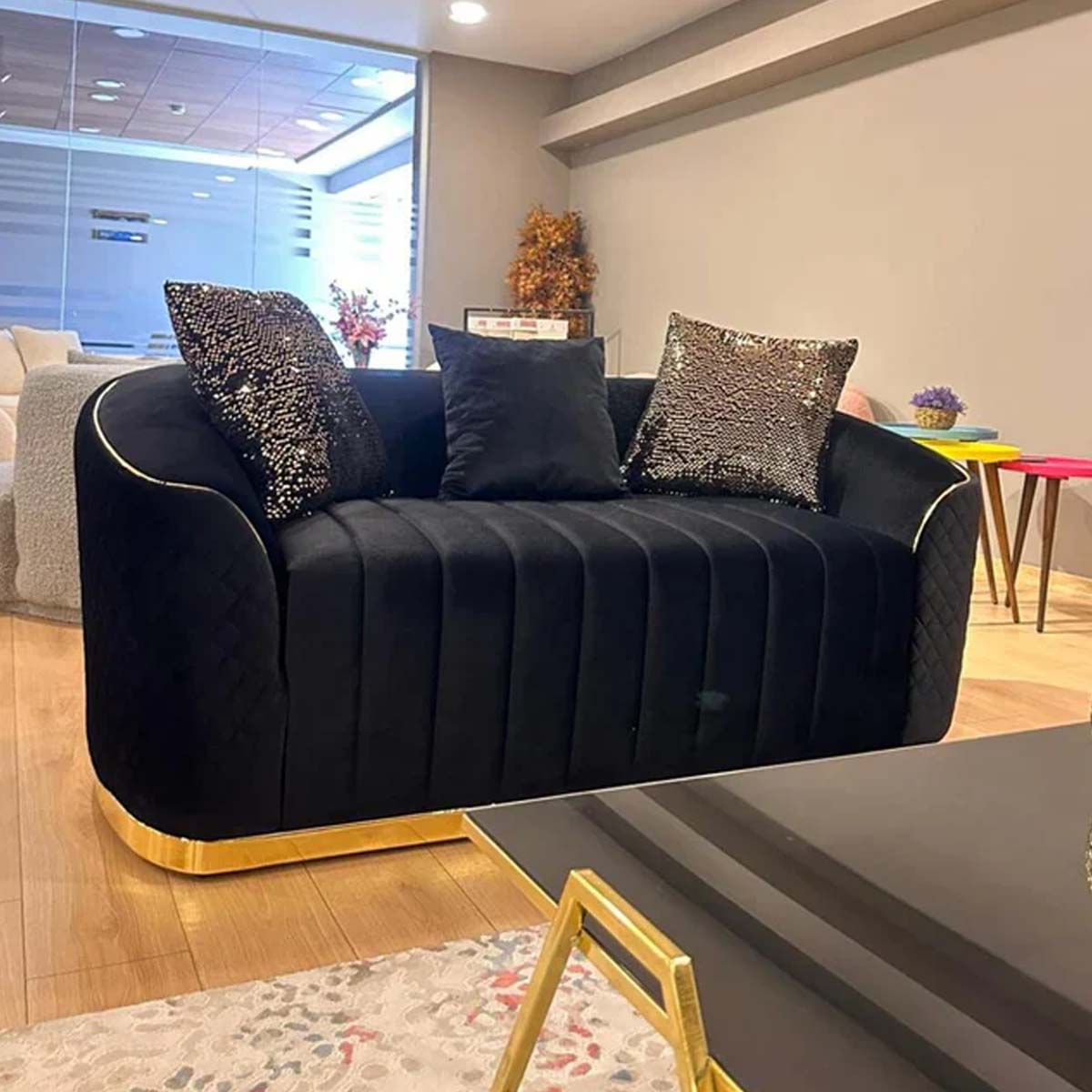 Dubai Black Gold Premium Luxury Velvet Sofa
