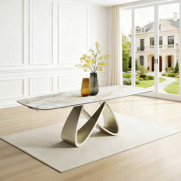 Ludovica Extendable Dining Table In Jade & Champagne