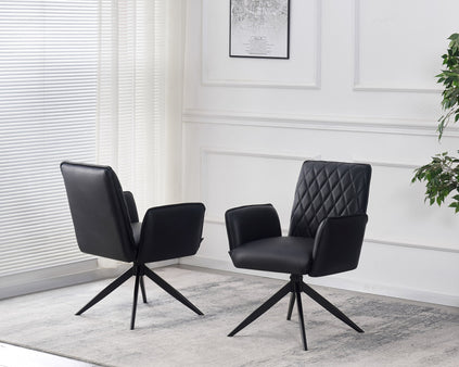 Eclat PU Leather Swivel Dining Chairs With Black Metal Base  - 2 Colours
