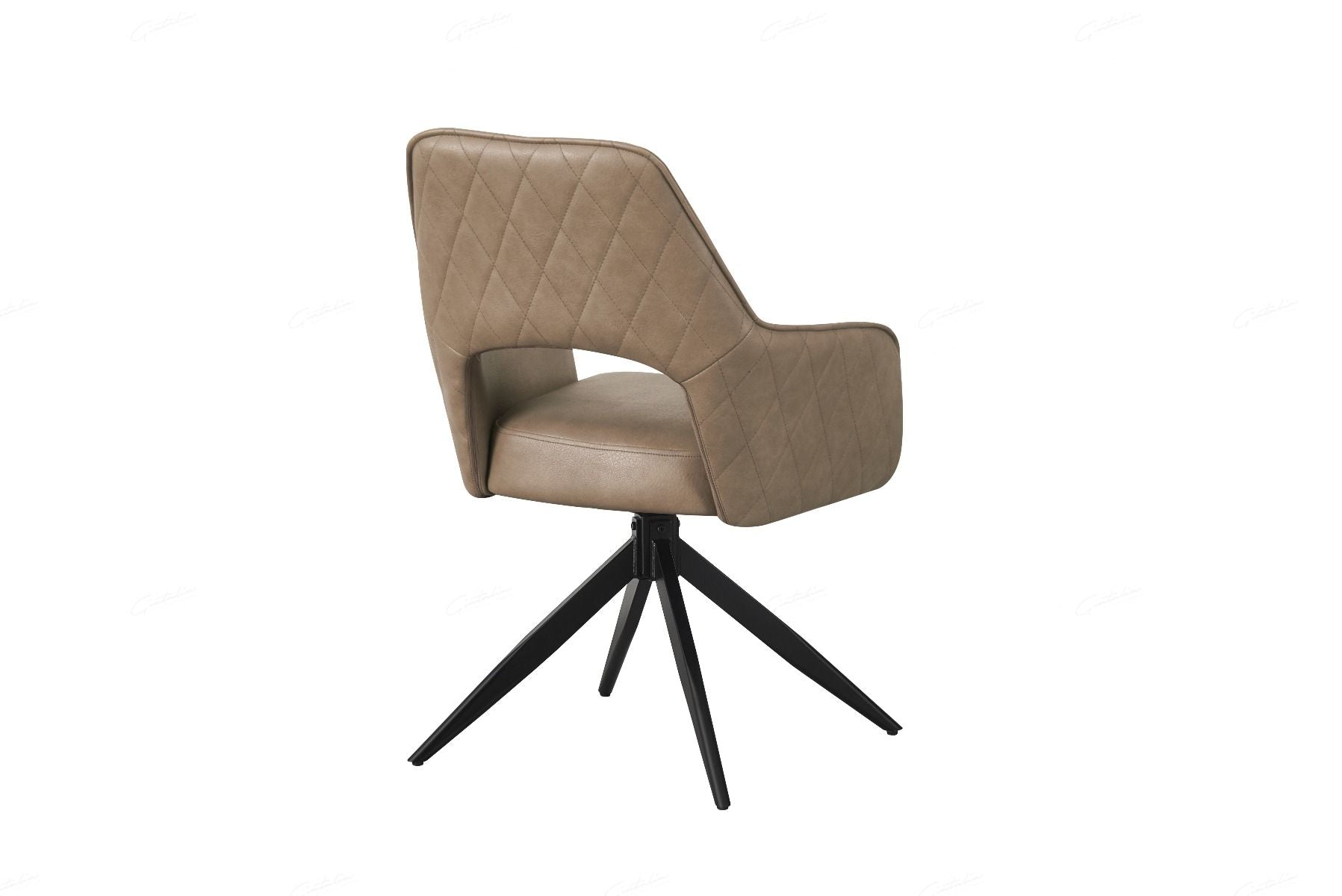 Enrica PU Leather Swivel Dining Chairs With Black Metal Base