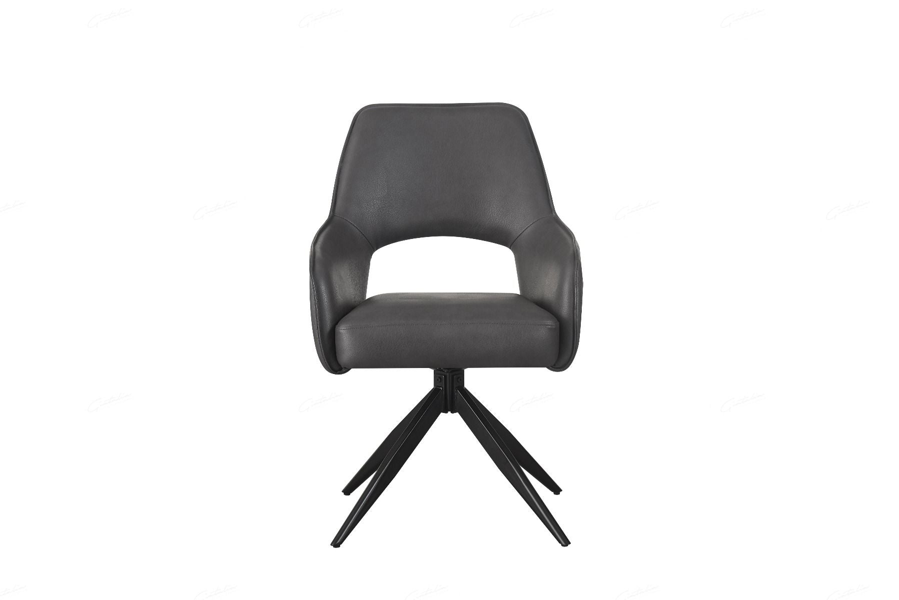 Enrica PU Leather Swivel Dining Chairs With Black Metal Base