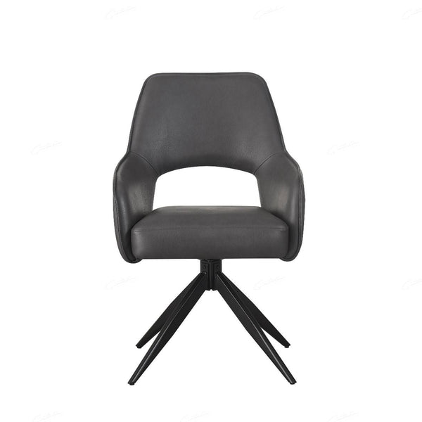 Enrica PU Leather Swivel Dining Chairs With Black Metal Base