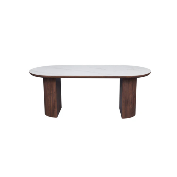 Mateo Walnut and White Oval Dining Table