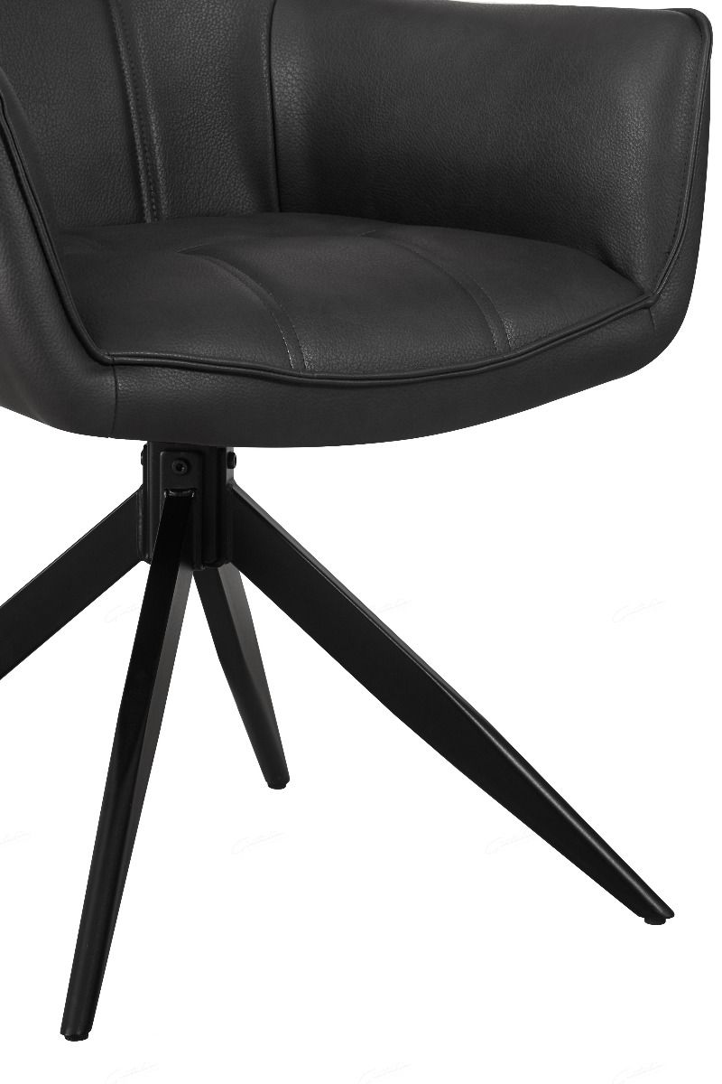 Franca PU Leather Swivel Dining Chairs With Black Metal Base