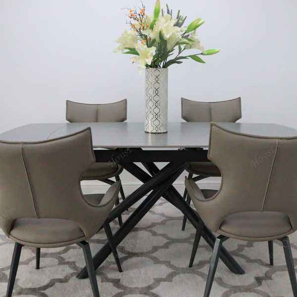 Giovanni 120-180cm Extendable Ceramic Dining Table with Taupe Rafaello Dining Chair