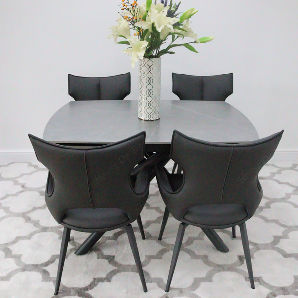 Giovanni 120-180cm Extendable Ceramic Dining Table with Grey Rafaello Dining Chair