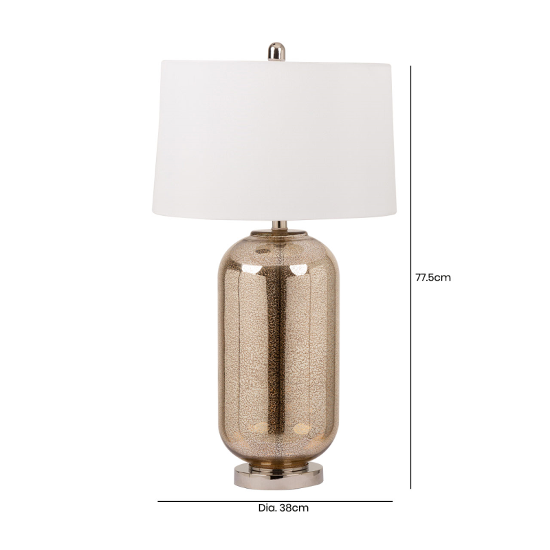 77.5cm Champagne Mercury Gold Table Lamp with Cream Faux Silk Shade