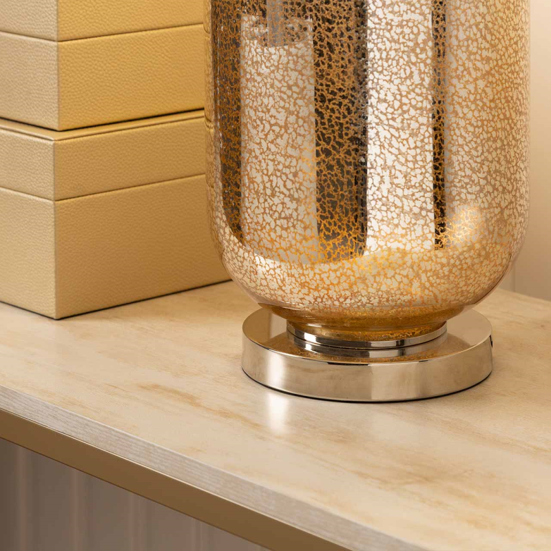 77.5cm Champagne Mercury Gold Table Lamp with Cream Faux Silk Shade