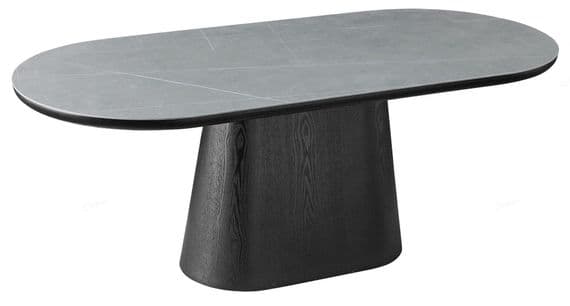 Venatro 200cm Black & Grey Sintered Stone Oval Dining Table