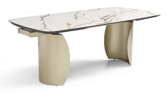 Grande 200-300cm Extending Matt White & Earth Vein Italian Ceramic Dining Table