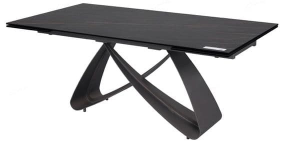 Santorini 180-260cm Extending Black & Gold Vein Ceramic Dining Table