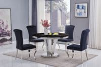 Busetto 130cm Black Round Marble Dining Table