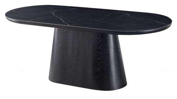 Venatro 200cm Black Sintered Stone Oval Dining Table