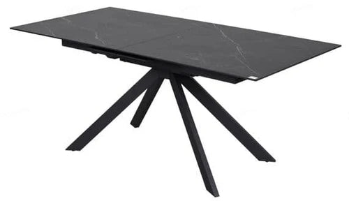 Rossa 180-225cm Extending Matt Black & White Vein Ceramic Dining Table