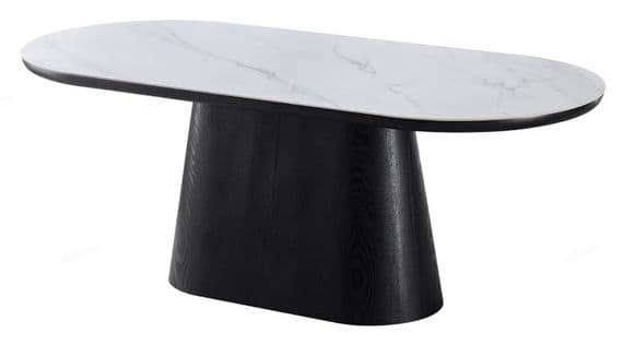 Venatro 200cm Black & White Sintered Stone Oval Dining Table